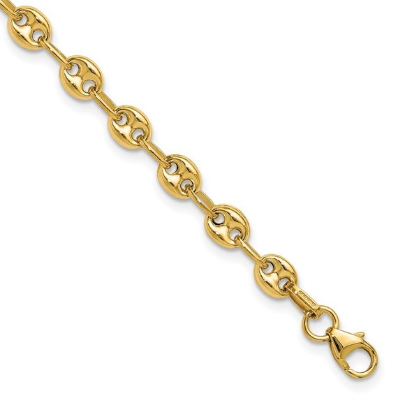 14k Yellow Gold Polished Puffed Mariner Link Bracelet